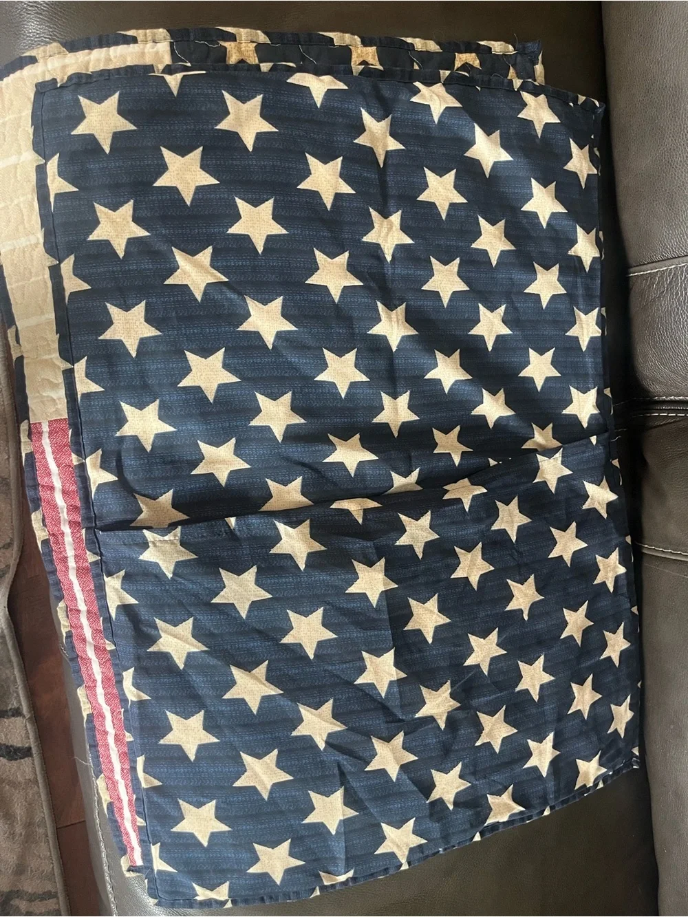 Ralph Lauren Style Stars & Striped Quilt - Queen - Navy, Cream, Red + 2 Shams